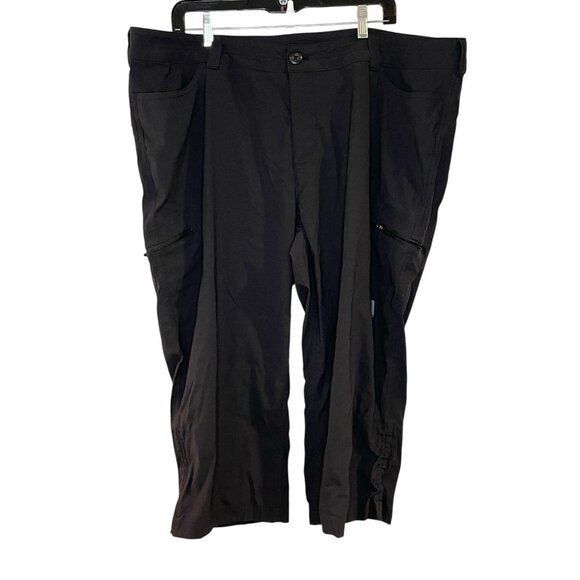 Eddie Bauer First Ascent Capri Hiking Pant Women's 22W Black Stretch Nylon Crop - Picture 1 of 6